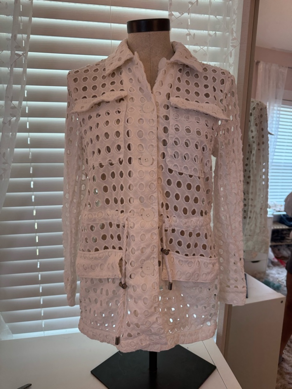 Simply Vera Vera Wang White Eyelet Pea Coat